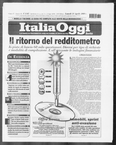 Italia oggi : quotidiano di economia finanza e politica